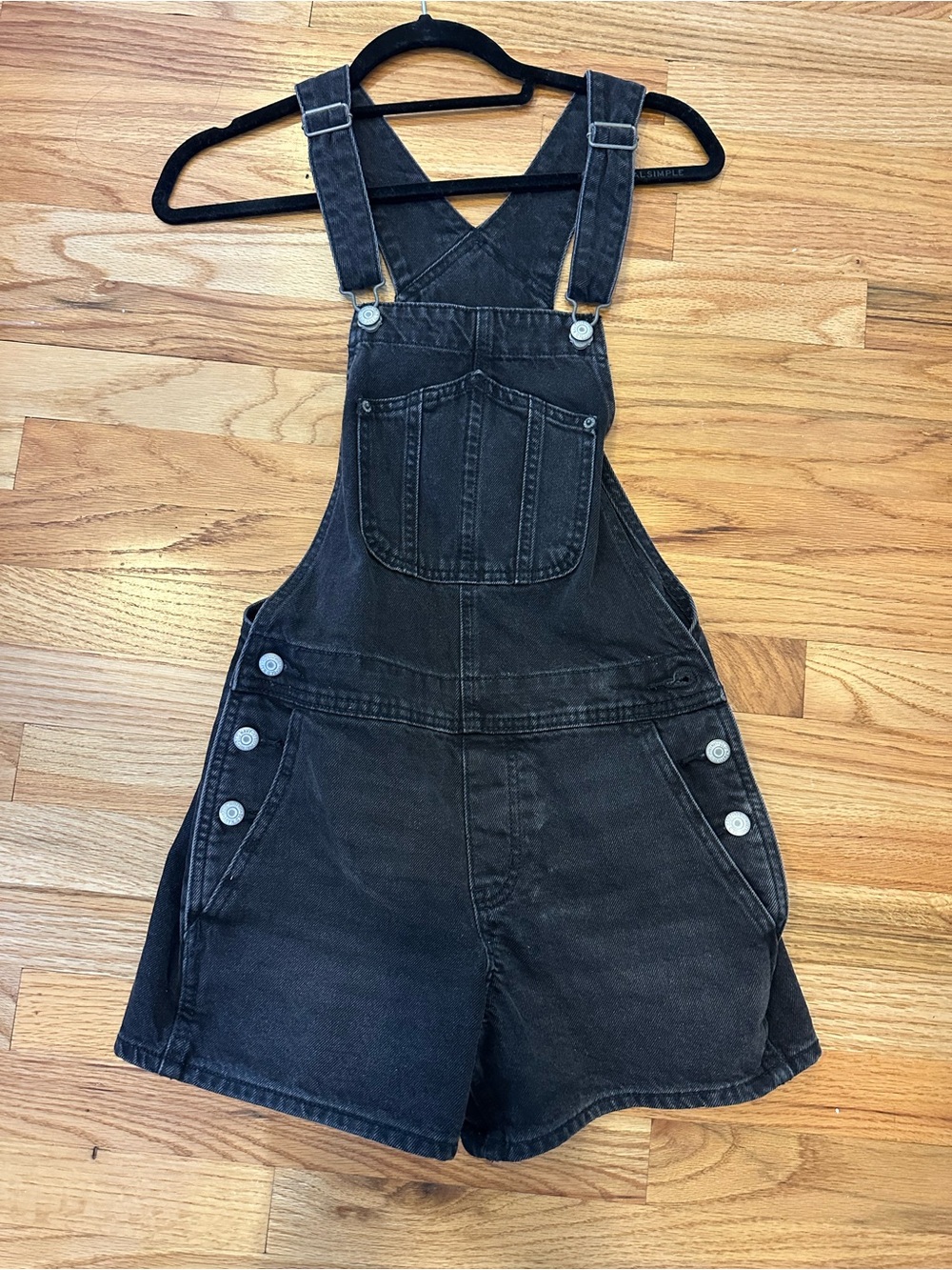 Old Navy Black Denim Short Overalls size XS